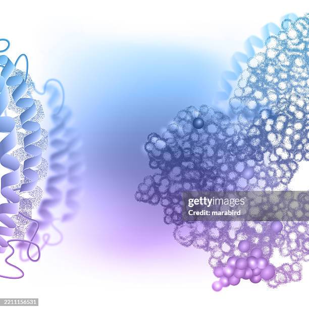 illustrazioni stock, clip art, cartoni animati e icone di tendenza di innovazione molecolare scienza delle cellule proteiche - struttura cellulare