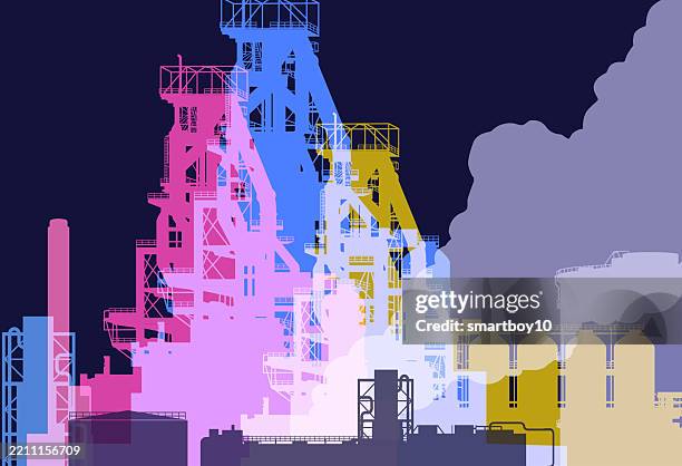 stahlwerk oder stahlwerk - schiffbau stock-grafiken, -clipart, -cartoons und -symbole