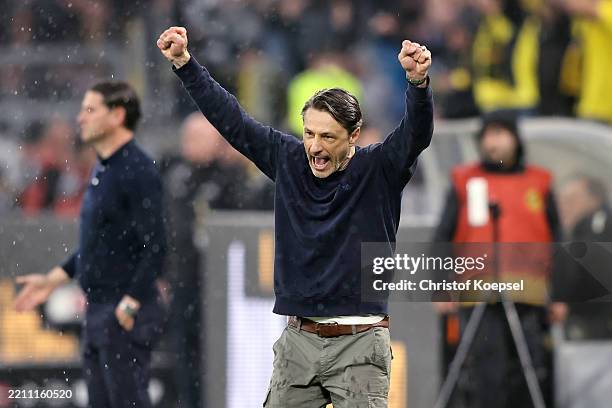 Head coach Niko Kovac of Dortmund reacts after winning 3-2 the Bundesliga match between Borussia Dortmund and Borussia Mönchengladbach at Signal...