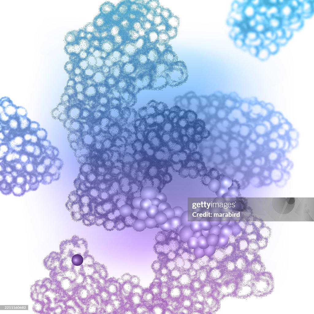 Protein Rendered Cell Floating Molecular Protein Cell Clusters High-Res Vector Graphic ...