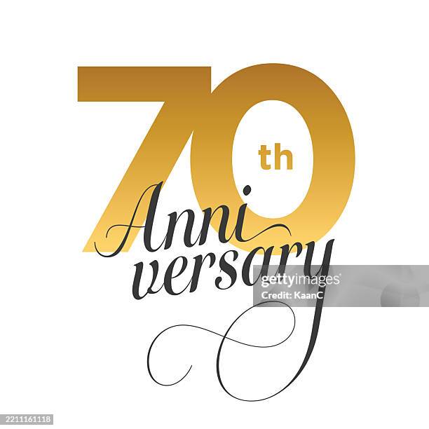 70th anniversary lettering. number 70. vector stock illustration - 70th birthday stock illustrations