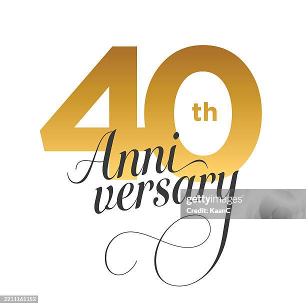 40th anniversary lettering. number 40. vector stock illustration - 40th birthday stock illustrations