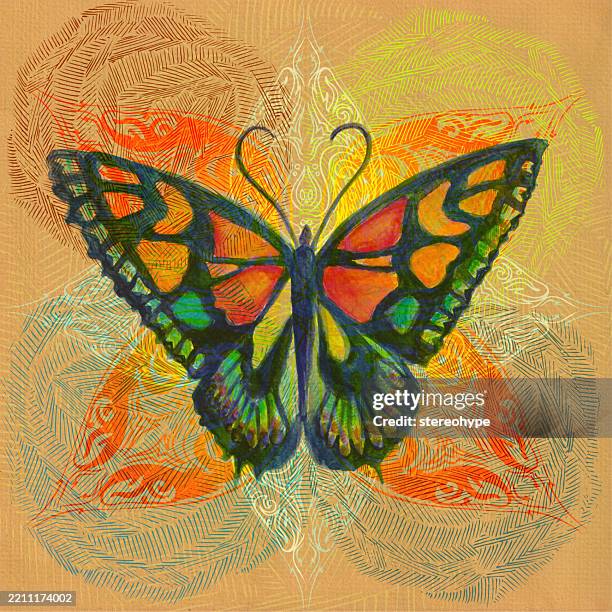 sacred butterfly - morpho butterfly stock illustrations