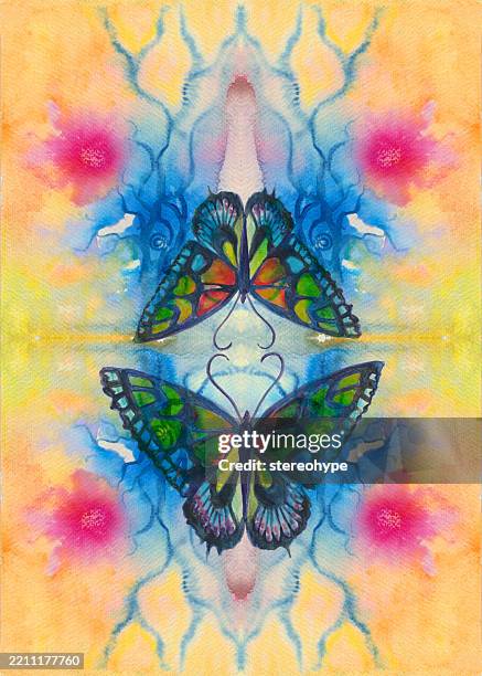 butterfly reflection - storm clearing stock illustrations