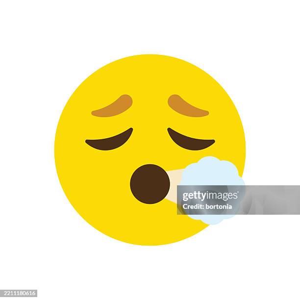 exhaling face emoji icon - sighing stock illustrations