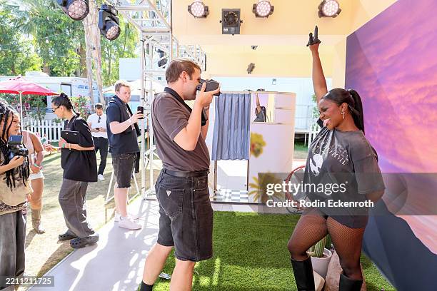 Amaarae attends YouTube + Coachella 2025 at Empire Polo Club on April 20, 2025 in Indio, California.