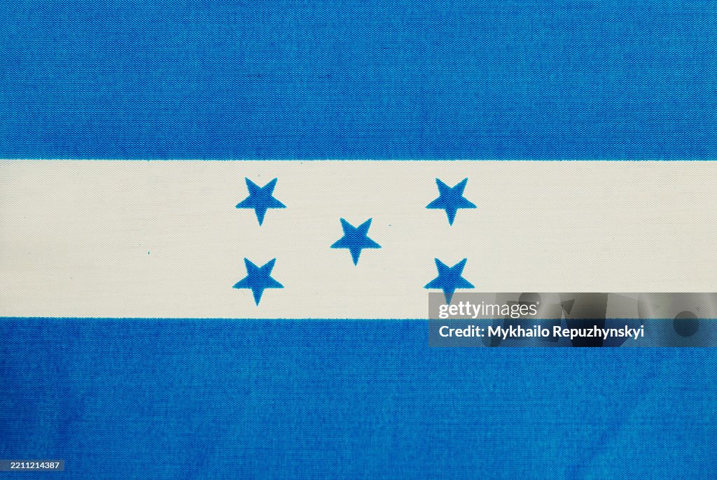 Honduran flag featuring five stars and blue stripes