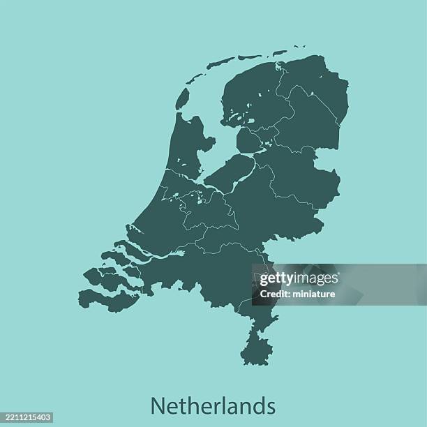 stockillustraties, clipart, cartoons en iconen met netherlands map - kaart nederland