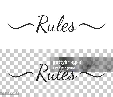 Rules Yellow Lettering Rules Calligraphy Text With Swashes On Blank Background High-Res Vector ...