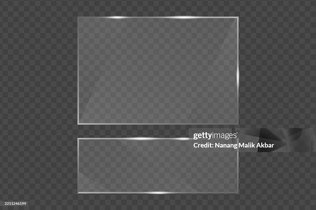 Realistic Clear Flat Glass, Window, or Mirror with Transparent Background