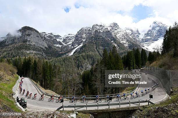 General view of the peloton compete passing through to the Campo Carlo Magno during the 45th Tour of the Alps 2025, Stage 1 a 148.5km stage from San...