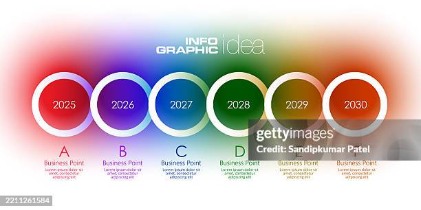 step of business timeline infographic for data business visualization element background template - six step process stock illustrations