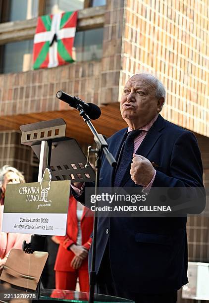 High-Representative for the Alliance of Civilizations Miguel Angel Moratinos speaks during a homage to South African journalist George L. Steer in...