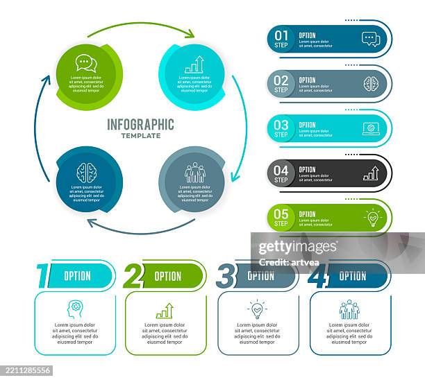 set of infographic elements - 4 step process stock illustrations