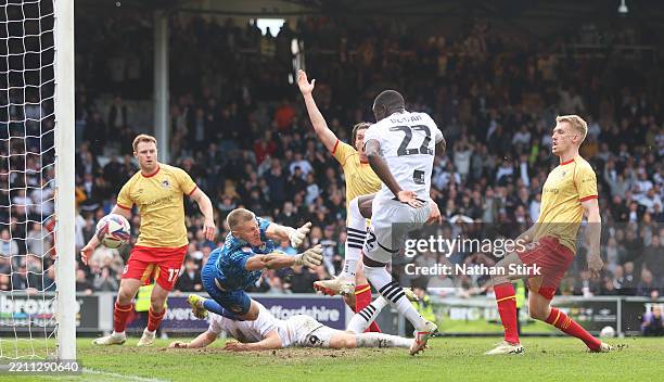 Jesse Debrah of Port Vale scores their second goal during the Sky Bet League Two match between Port Vale and Grimsby Town at Vale Park on April 21,...