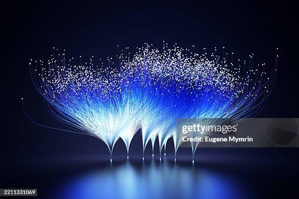 fiber optic cables transmitting data, forming a data tree - grow light stock pictures, royalty-free photos & images