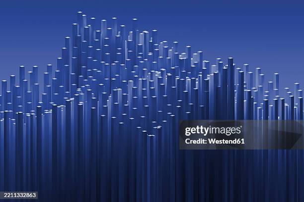 abstract 3d rendering of vertical lines forming a geometric pattern - data chart stock illustrations