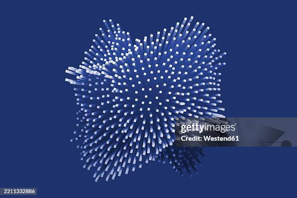 abstract 3d rendering of a geometric structure with vertical lines and squares on a blue background - hovering stock illustrations