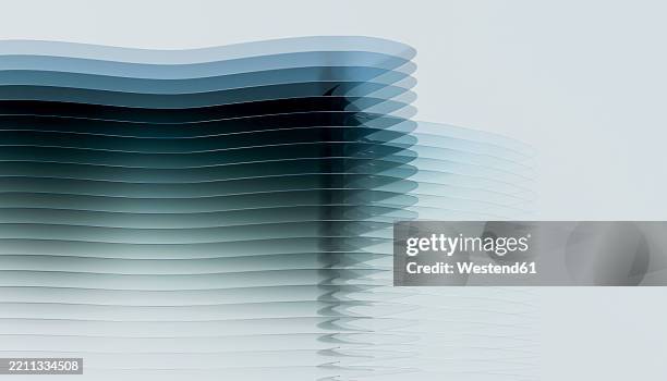 ilustraciones, imágenes clip art, dibujos animados e iconos de stock de abstract 3d render with undulating layers and gradient colors - digitalización