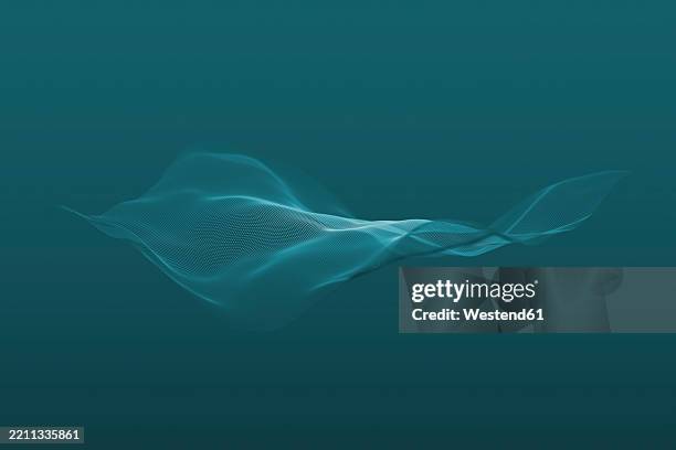 abstract 3d rendering of a wave with dots and spheres representing sound and movement - flowing fabric stock illustrations