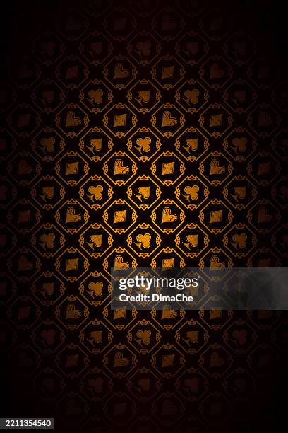 casino background with ornate card suits pattern - luxury vector poker casino background - blackjack stock illustrations