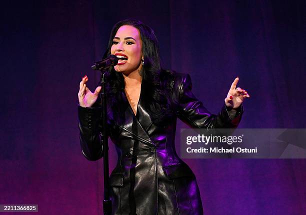 Demi Lovato performs onstage during Caron Treatment Centers' New York Gala at Cipriani 42nd Street on April 21, 2025 in New York City.