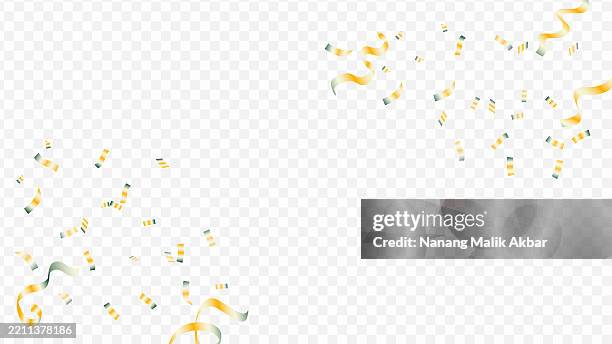 gold confetti falling with transparent background - silver foil effect stock illustrations