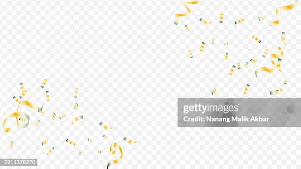 gold confetti falling with transparent background - gold-glitter-transparent-background stock illustrations