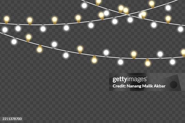 chrismas lights with transparent background - fairy-lights-transparent-background stock illustrations