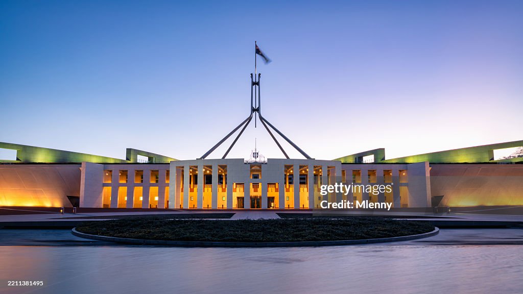 Australian Parliament House Canberra at Night Panorama Australia