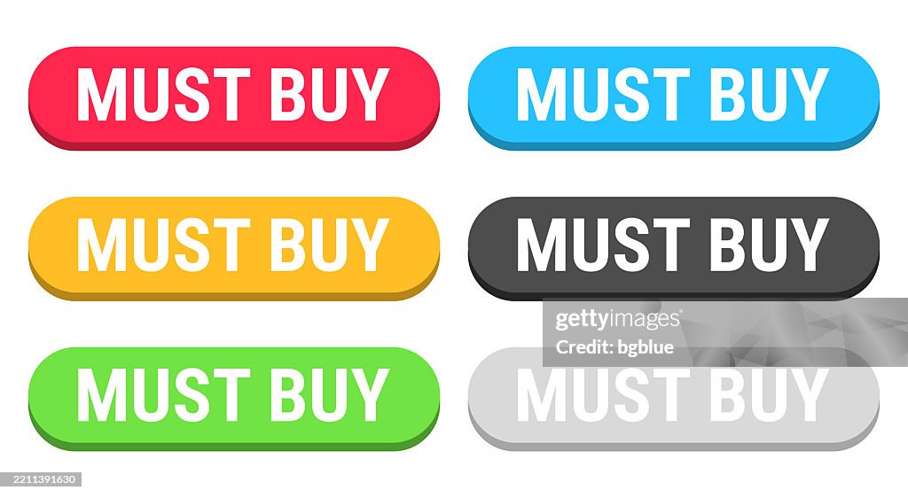 Must Click Must Buy Colorful 3d Click Web Buttons On Blank Background High-Res ...