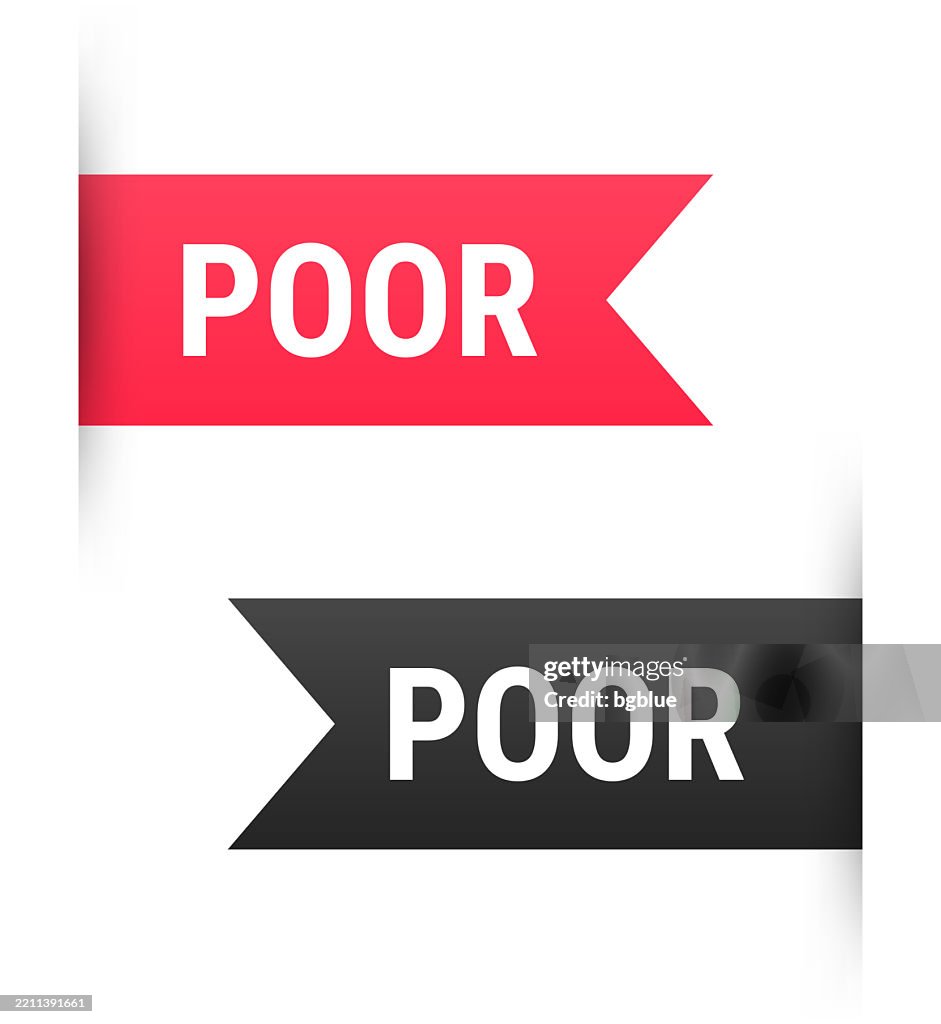 Poor Banner Bookmark Ribbon Label On White Background High-Res Vector ...
