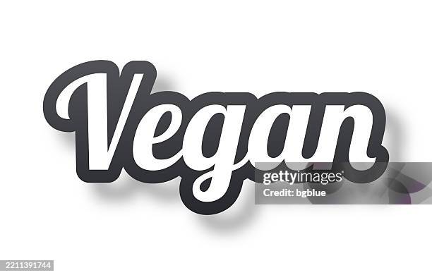 vegan - 3d text with shadow on white background - plant based stock illustrations