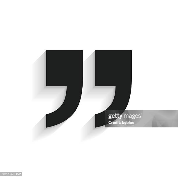 quotation marks symbol. icon with long shadow on white background - speech marks stock illustrations