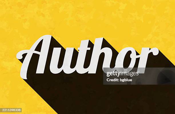 author - text with long shadow on textured yellow background - author background stock illustrations