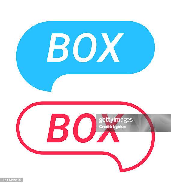 box - blue and red speech bubble on white background - theater box stock illustrations