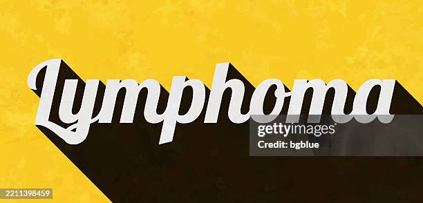 lymphoma - text with long shadow on textured yellow background - lymphoma vector stock illustrations