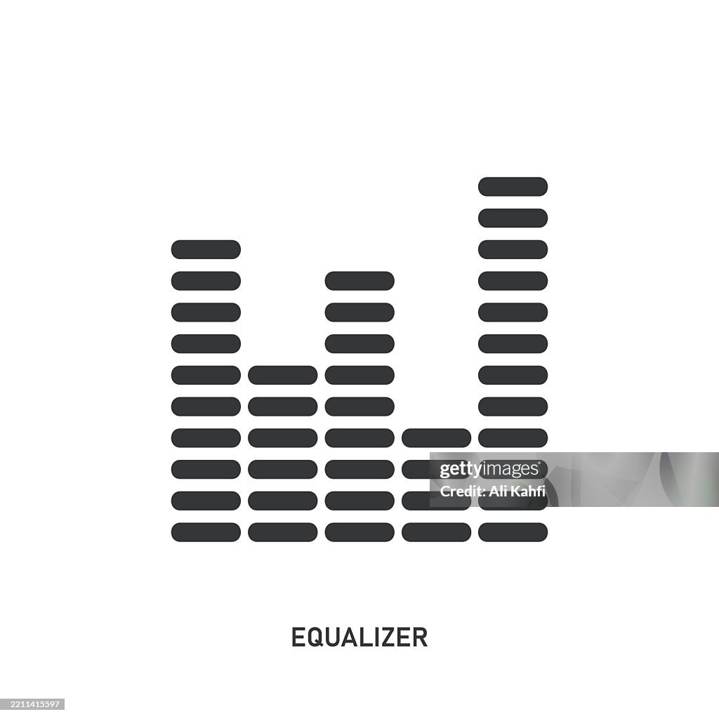 Equalizer-Glyphe solides Symbol. Solides Symbol, das überall angewendet werden kann, einfach, pixelgenau und moderner Stil.