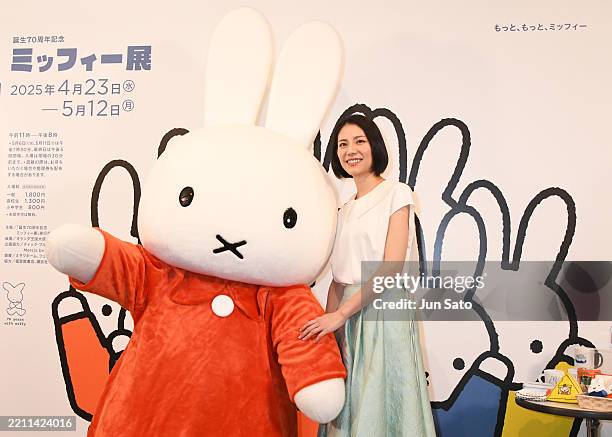 Actress/pianist Nao Matsushita attends the opening event for "Miffy" by Dick Bruna 70th Anniversary Exhibition at Matsuya Ginza Department Store on...