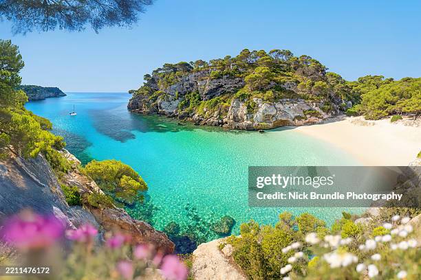 cala macarelleta, menorca, spain - menorca fotografías e imágenes de stock