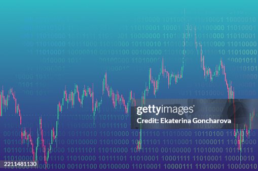 Dynamic Stock Market Chart with Binary Code Elements on Blue Gradient Dynamic Stock Market Chart with Binary Code Elements on Blue Gradient