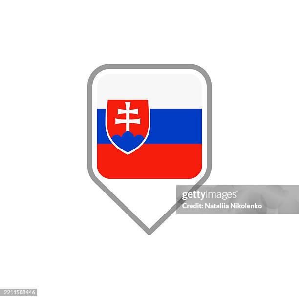 slovakia - flag pin square icon. - slovakia flag vector stock illustrations