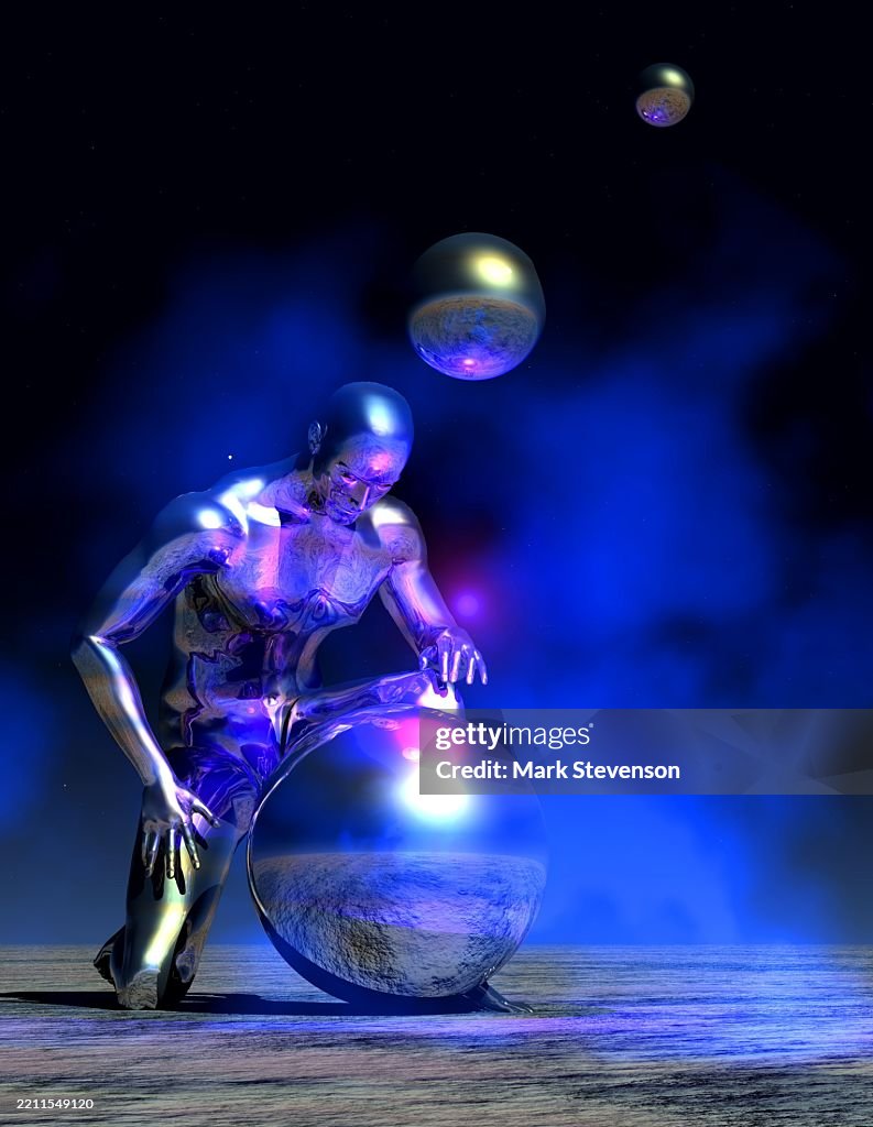 Transhuman Gathering Knowledge From A Super Computer Wonder Sphere High ...