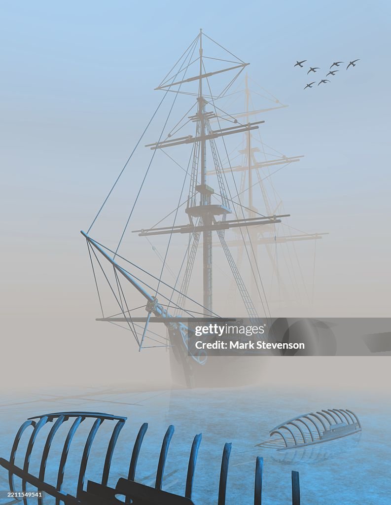A Mysterious Crewless Sailing Ship