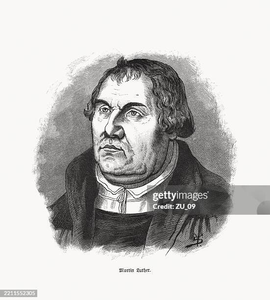 dr. martin luther (1483-1546), deutscher theologe, holzstich, erschienen 1891 - martin luther reformator stock-grafiken, -clipart, -cartoons und -symbole