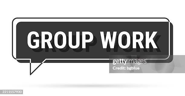 group work - 3d black speech bubble on white background - 3d text message bubble stock illustrations