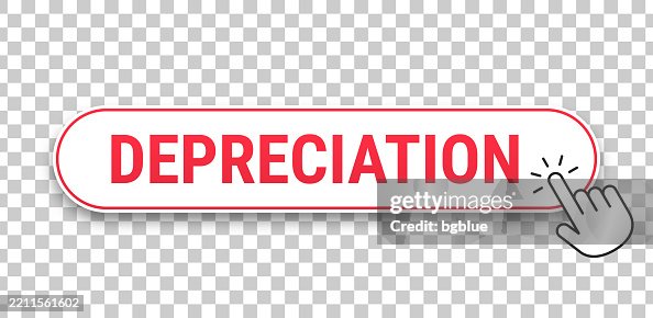 Depreciation - 3D click web button with hand cursor on blank background Depreciation - 3D click web button with hand cursor on blank background