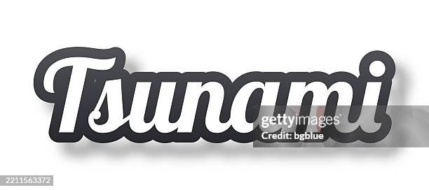 tsunami - 3d text with shadow on white background - tidal wave stock illustrations