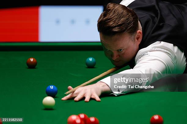 Shaun Murphy of England plays a shot in the first round match against Daniel Wells of Wales on day 5 of Halo World Championship 2025 at Crucible...