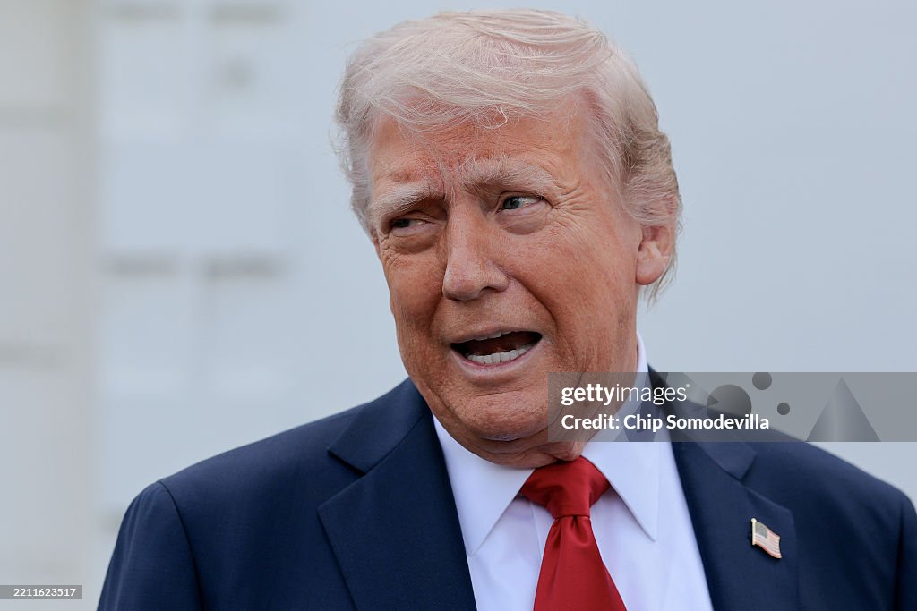 President Trump Inspects White House North Lawn For New Flagpole Placement